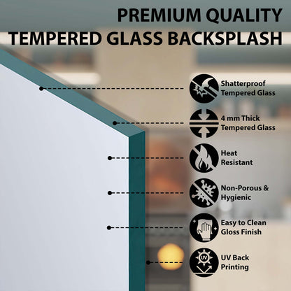 Bronze Elk Scene – Tempered Glass Backsplash for Kitchen | Forest Deer Stove Backsplash