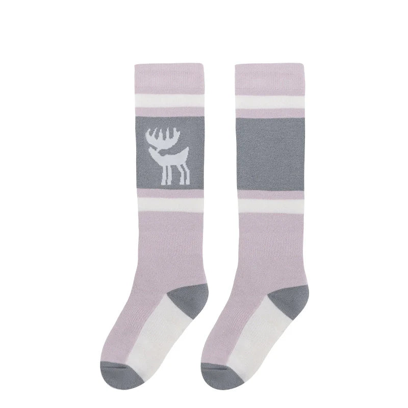 Wool Blend Kids Ski Socks, Knee-high Warm Thermal Snowboard Skating Socks for Boys & Girls