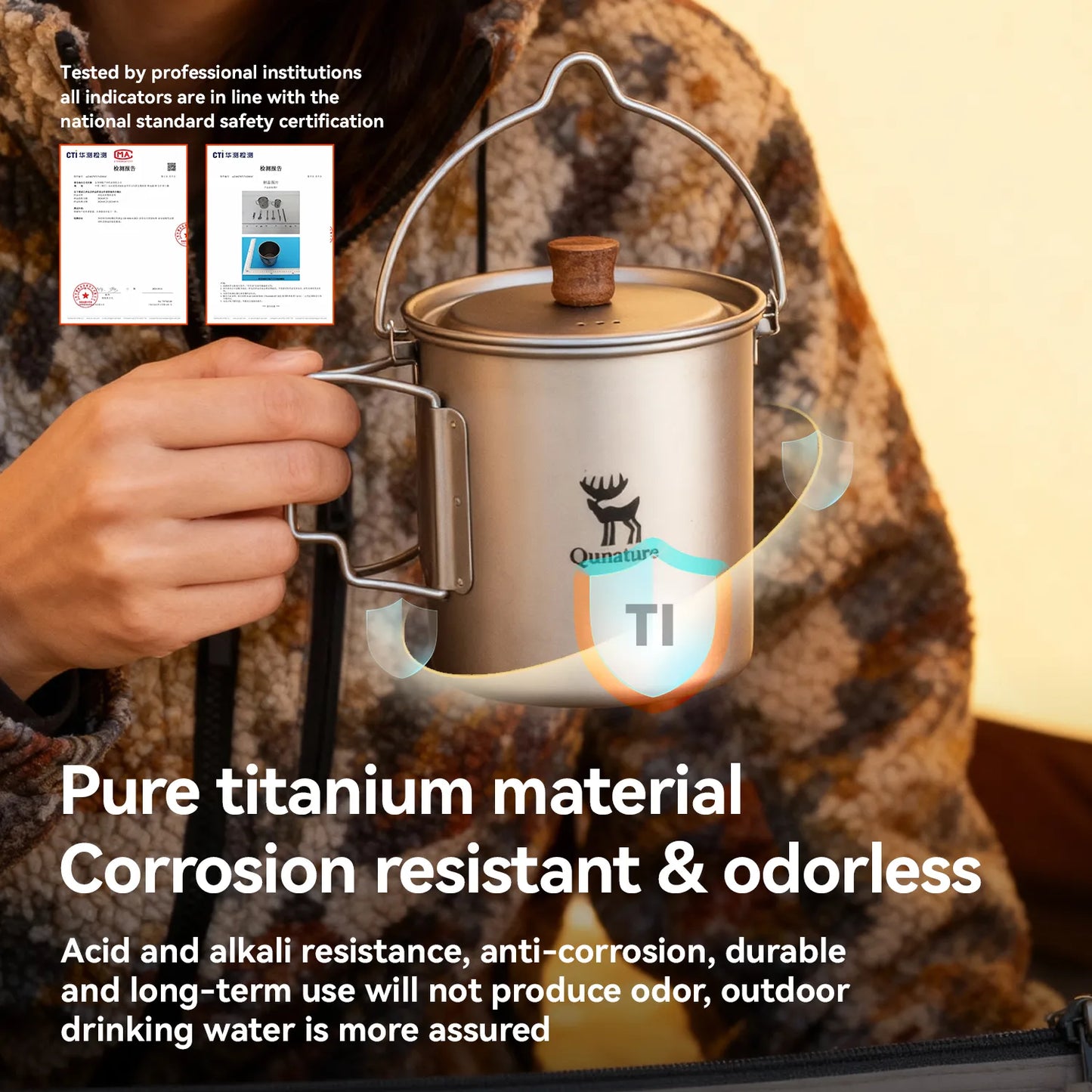 Ultralight Titanium Camping Mug 750 ml