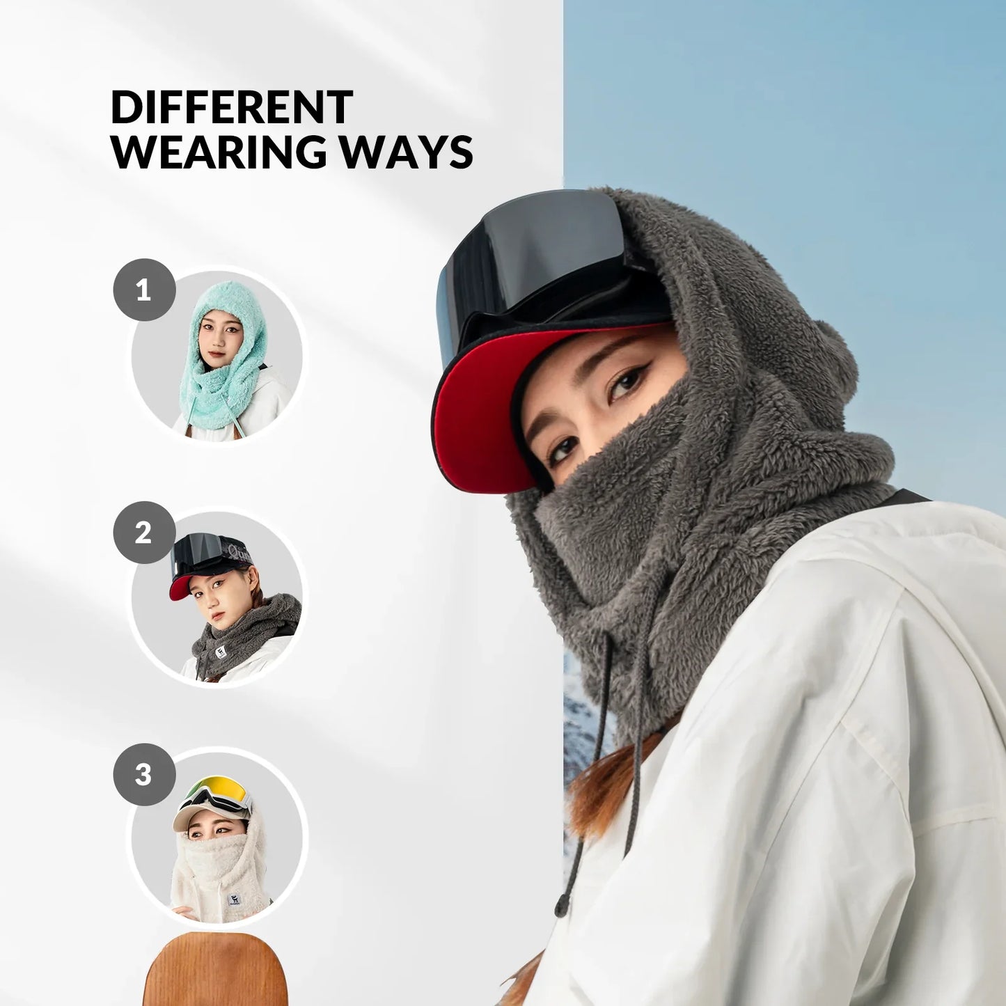 Ski Head Cover with Adjustable Ventilation and Detachable Liner for Winter Sports