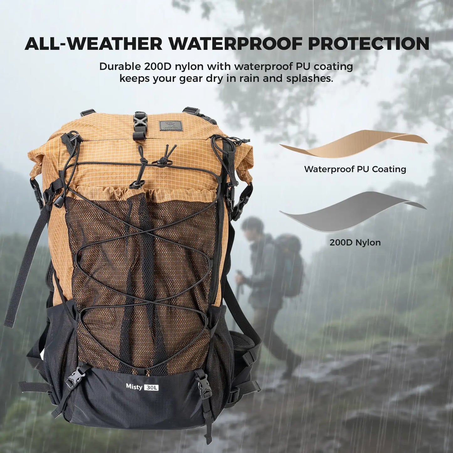 Large-capacity Hiking Backpack, Outdoor Lightweight & Waterproof Daypack, 30-35L