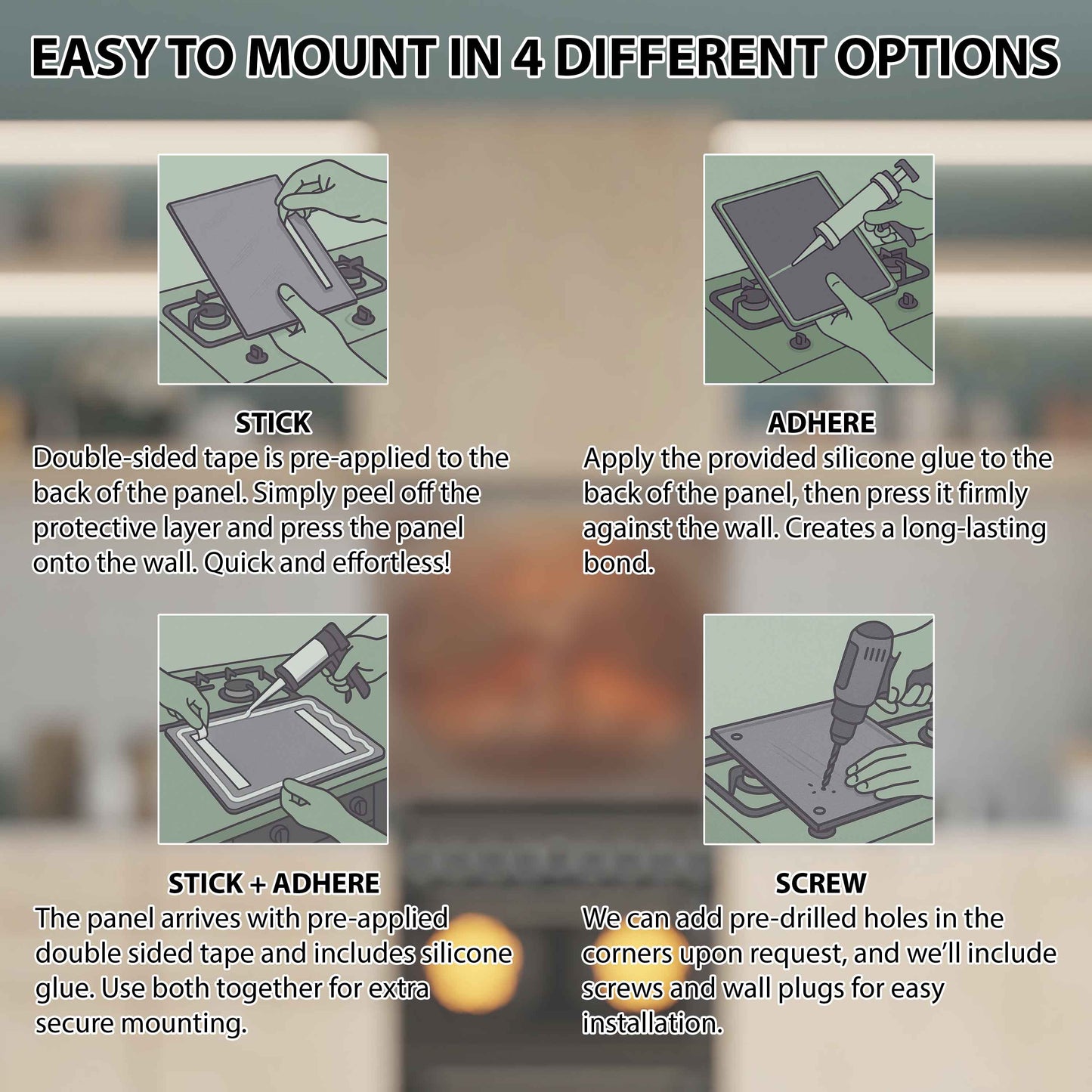 Bronze Elk Scene – Tempered Glass Backsplash for Kitchen | Forest Deer Stove Backsplash